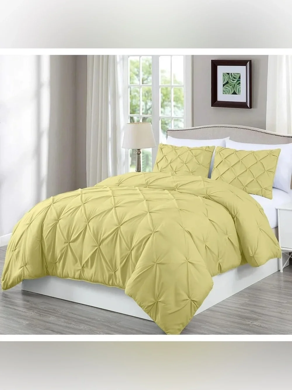 Yellow Pinch-Pleat king 3 piece Comforter Set